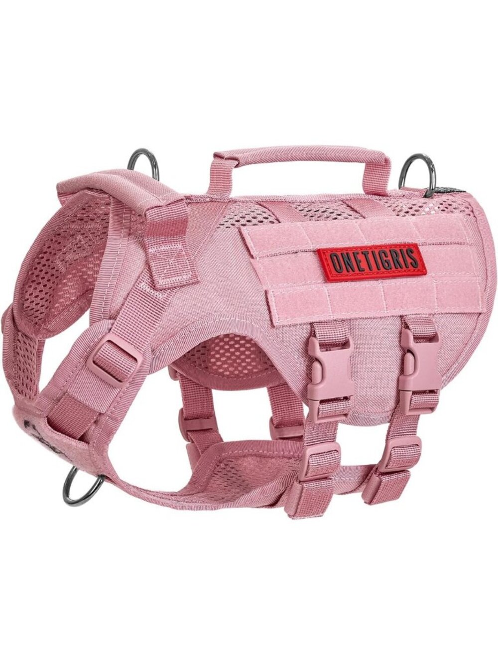 Tactical No-Pull Dog Harness for Small Dogs - Breathable Vest with Handles, Pink